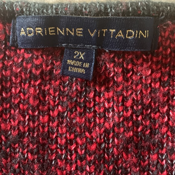 Adrienne Vittadini women’s 2x long sweater duster cardigan blackish gray plaid - Picture 8 of 16